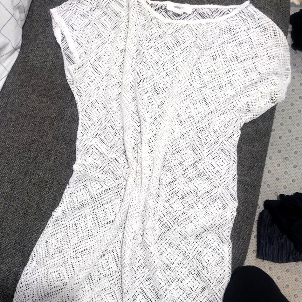 White Crochet Cover Up Beach Dress